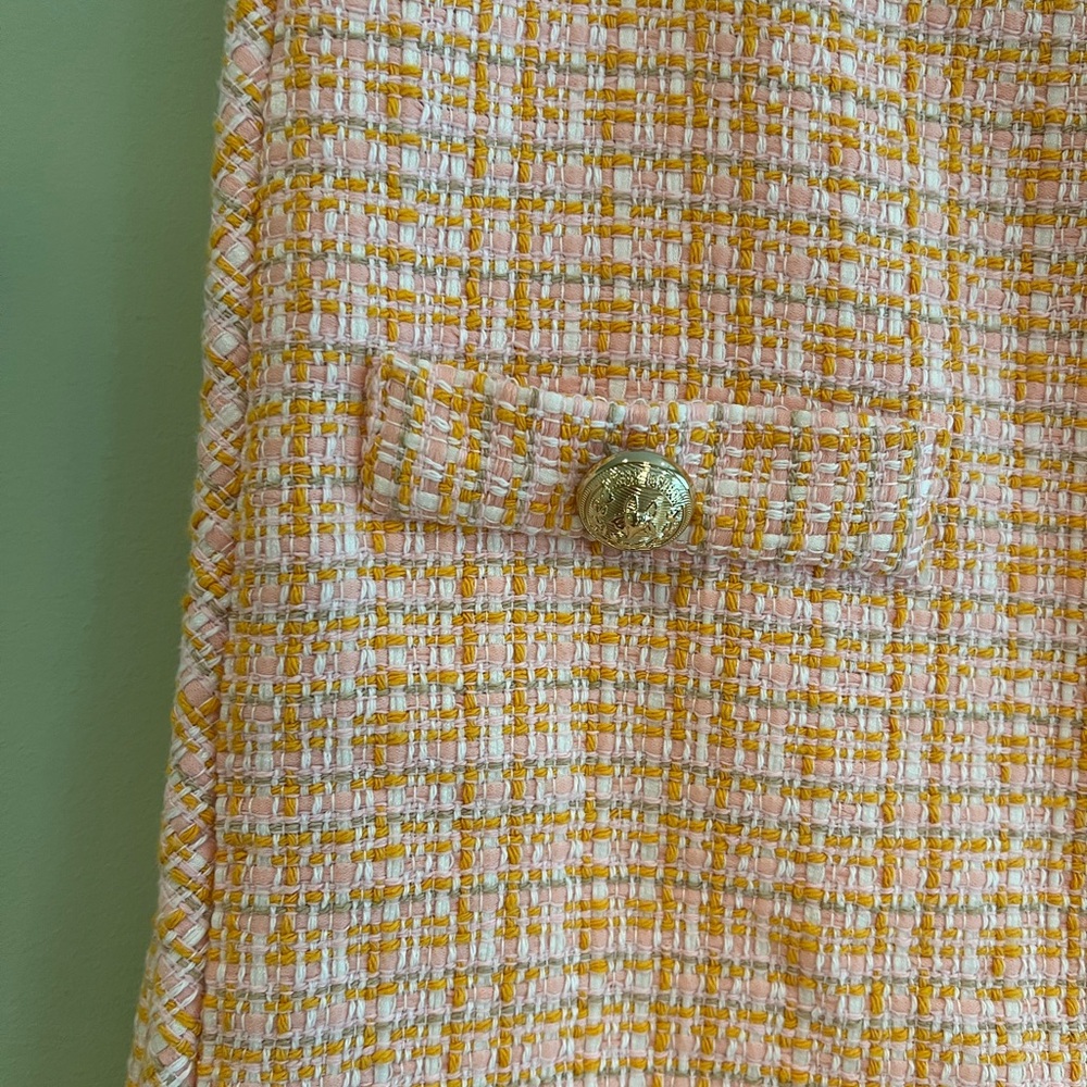 Maje Pink and Yellow Tweed Skirt size 40